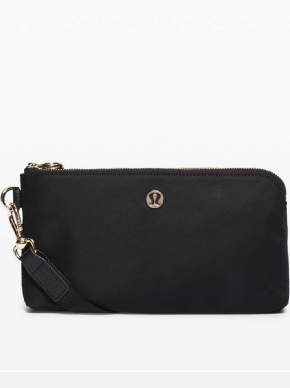 lululemon athletica Black Now And Always Wristlet with Gold Accents